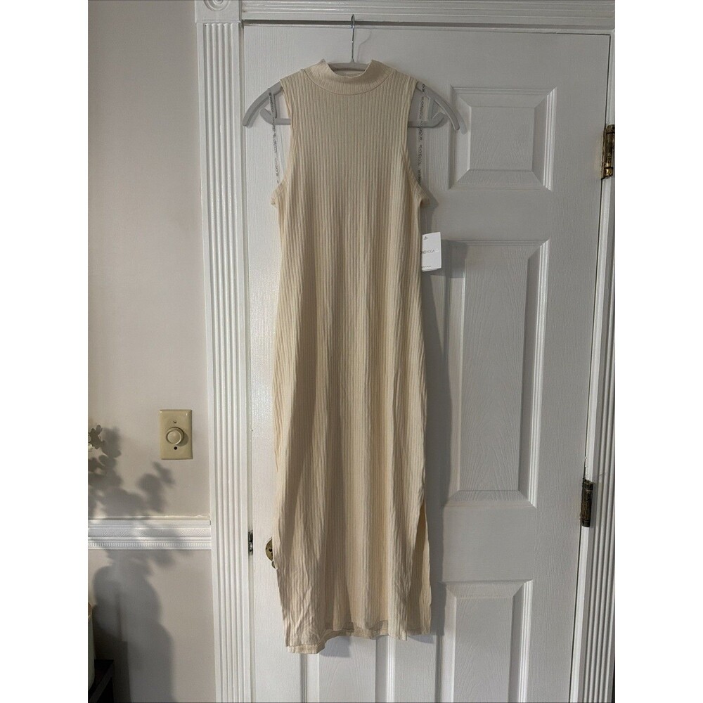 Beyond Yoga Well Traveled Rib Midi Dress Ivory S